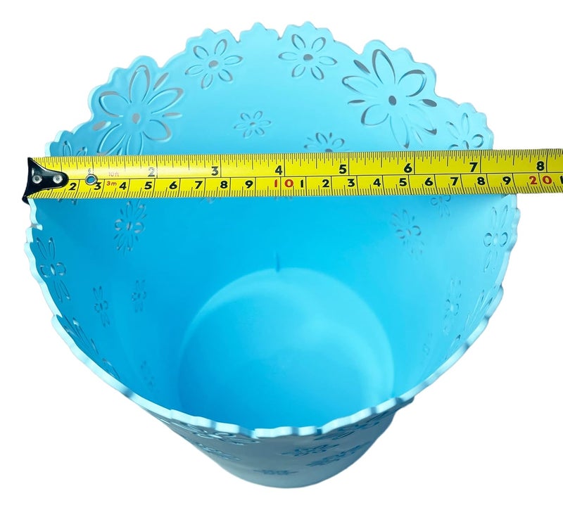 VIUJUH Wastebasket, Hollow Flower Shape Plastic Lidless Wastepaper Baskets Trash Can (Blue, Medium) - Image 2